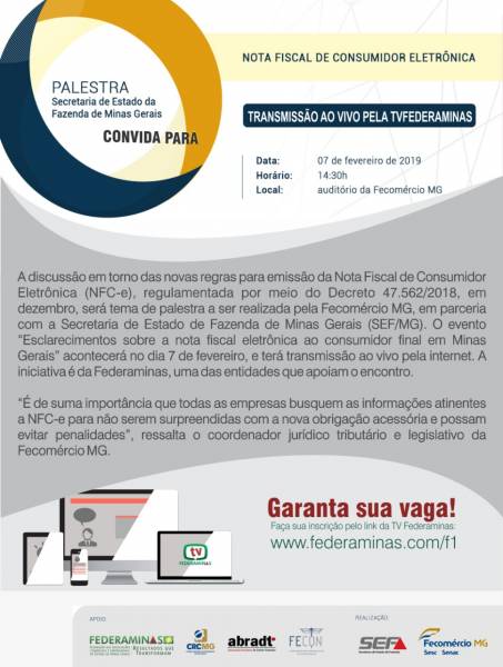 TV Federaminas realiza debate sobre a nota fiscal eletrônica
