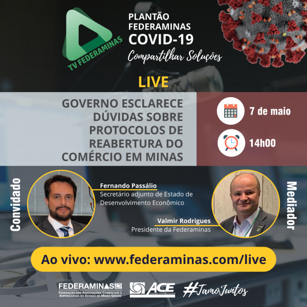 Federaminas vai realizar live sobre o programa Minas Consciente com secretário adjunto de Desenvolvimento Econômico